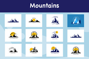 Mountains logo set bundle vector, a Seasonal Illustration by foxndeer