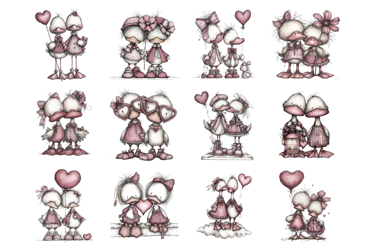 Whimsical Duck Couple Clipart, an Illustration by Design Market (Photo 3 of 3)