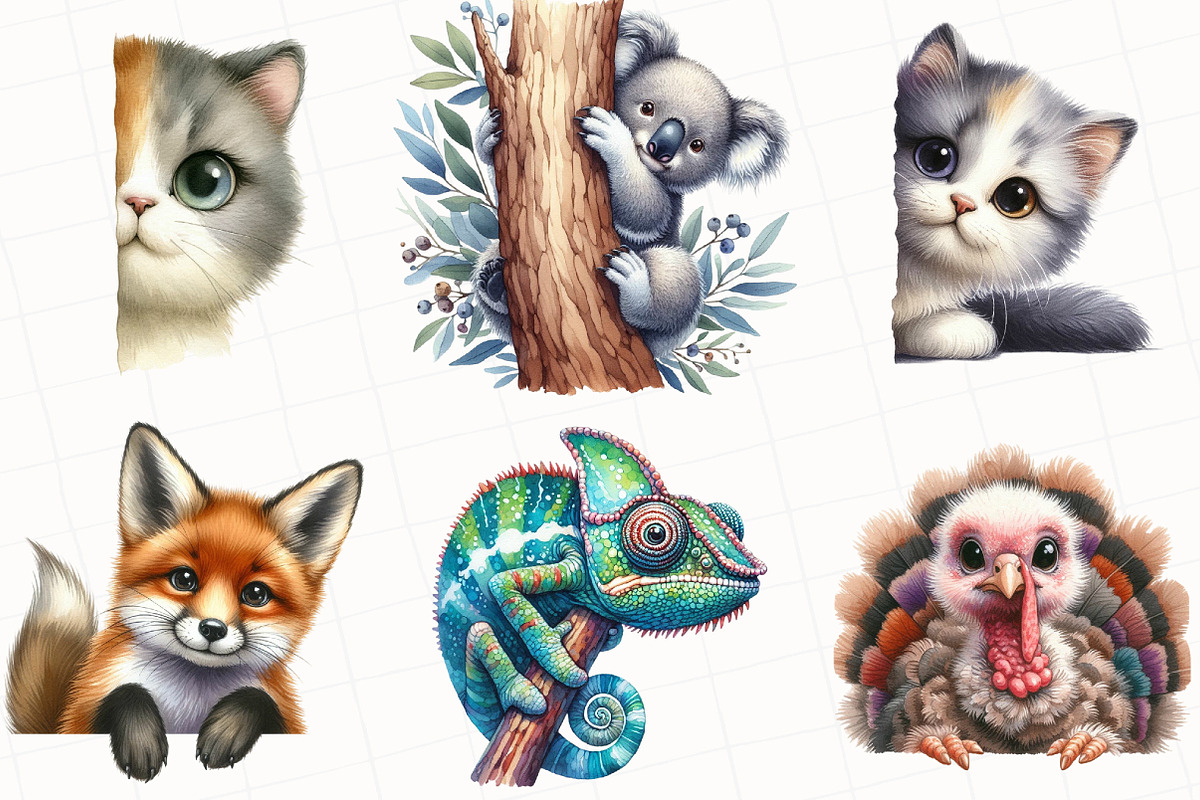 Quirky Animals Peeking Around Corner, an Illustration by OK Design (Photo 5 of 5)