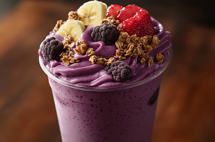 Delicious purple smoothie topped wit, a Background Photo by Pixeness