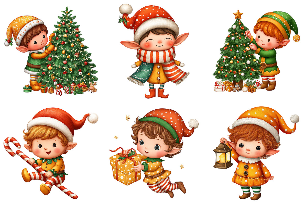 Whimsical Christmas Elf Clipart, an Illustration by Craft Nest (Photo 11 of 11)