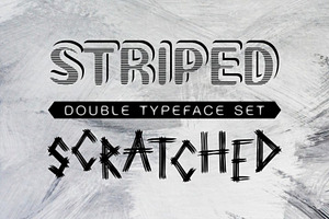 Striped & Scratched double font set, a Serif Font by Vintage Font Lab