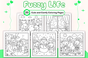 Fuzzy Life Cute and Comfy Coloring, an Animal Illustration by Design Station