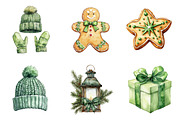 Cozy Green Christmas Winter Clipart, an Illustration by SinaCreation (Thumbnail 2 of 7)