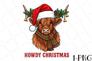 Highland Cow Merry Christmas PNG, an Illustration by DreamPrint404 (Thumbnail 1 of 7)