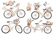 Navy & Pink Floral Bicycles Clipart, an Illustration by Amanda Ilkov (Thumbnail 5 of 5)
