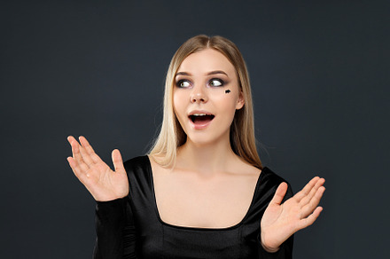 Concept of Halloween, young woman on dark background, a Person Photo by AtlasStudio PRO