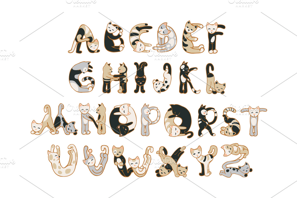 Cats alphabet. Vector, an Object Graphic by Crazy nook