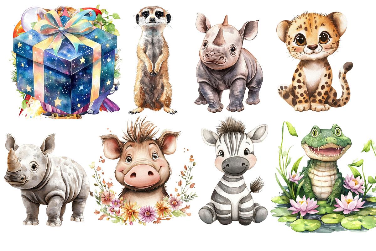 Cute Safari Clipart PNG, an Illustration by SinaCreation (Photo 2 of 4)