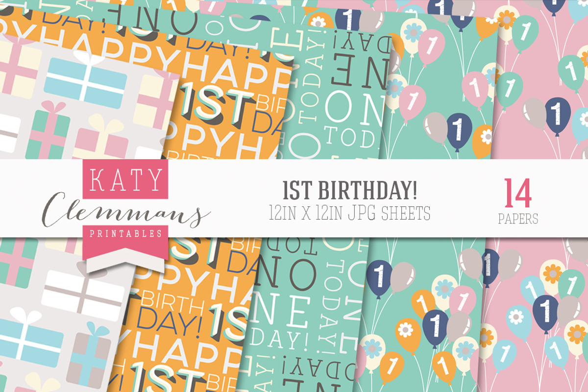 1st Birthday patterned papers preview 3