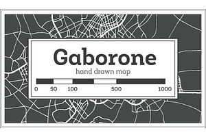 Gaborone Botswana City Map In Retro