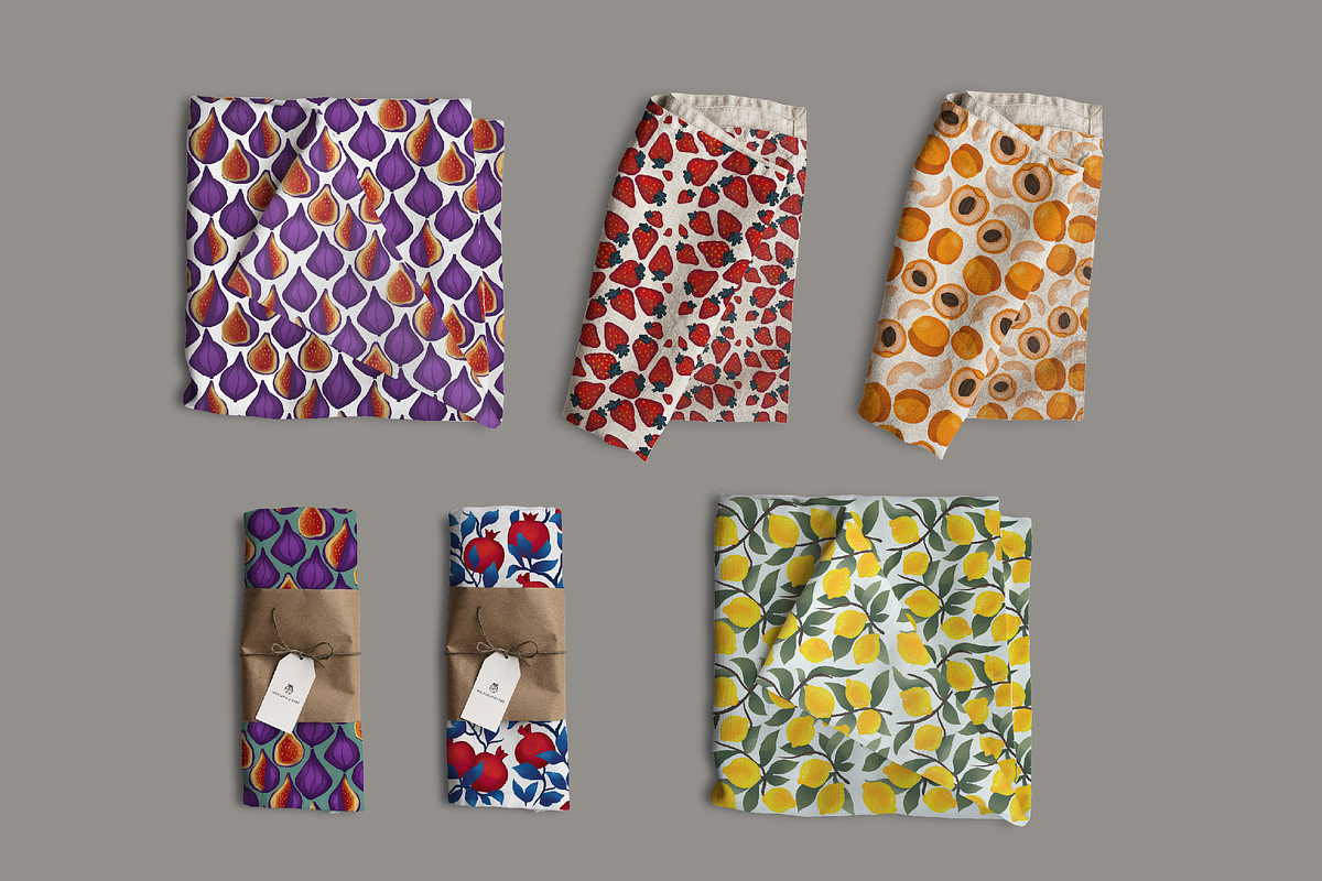 Fruits.Seamless 6 patterns, an Illustration by kaplaniha (Photo 4 of 6)