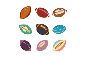 american football ball set cartoon, an Object Illustration by pikepicture