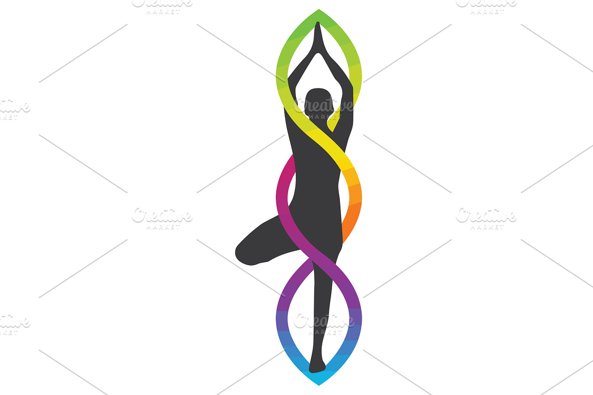 Person in yoga pose with DNA strand, an Object Illustration by LogosDen