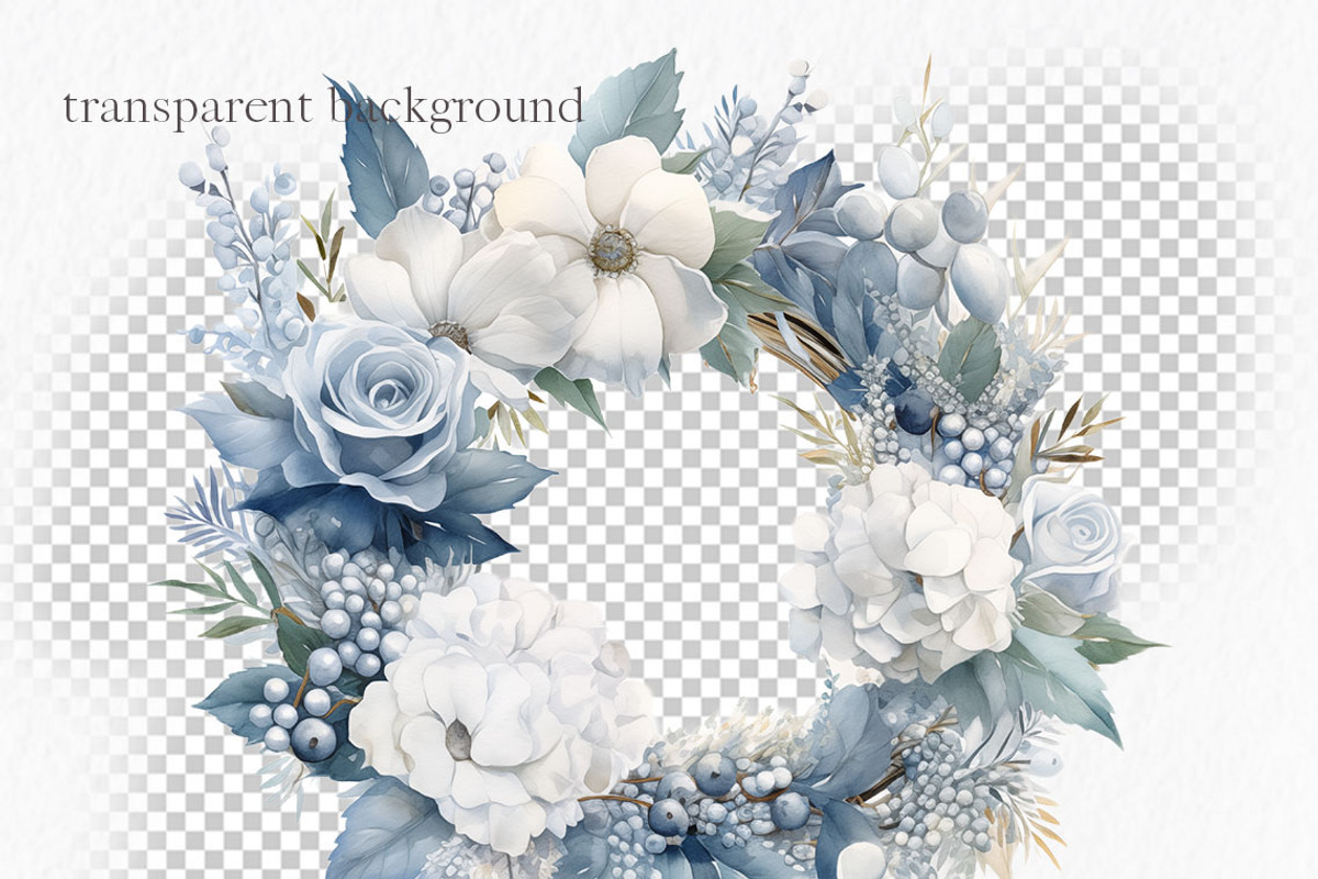 Dusty blue flowers winter clipart PN, an Object Graphic by MyLittleMeow (Photo 4 of 8)