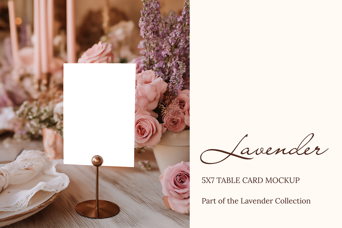 Lavender 5x7 Table Card Mockup, a Product Mockup by Serenefeeling (Photo 1 of 6)