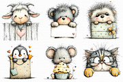 Funny Valentine Peeking Animals PNG, an Illustration by Libby Wishes (Thumbnail 9 of 9)