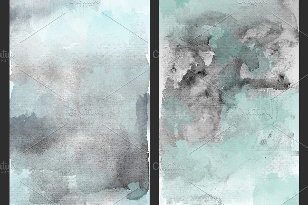 Mint & Charcoal Watercolors, a Texture Graphic by M. by mprintly (Photo 4 of 6)