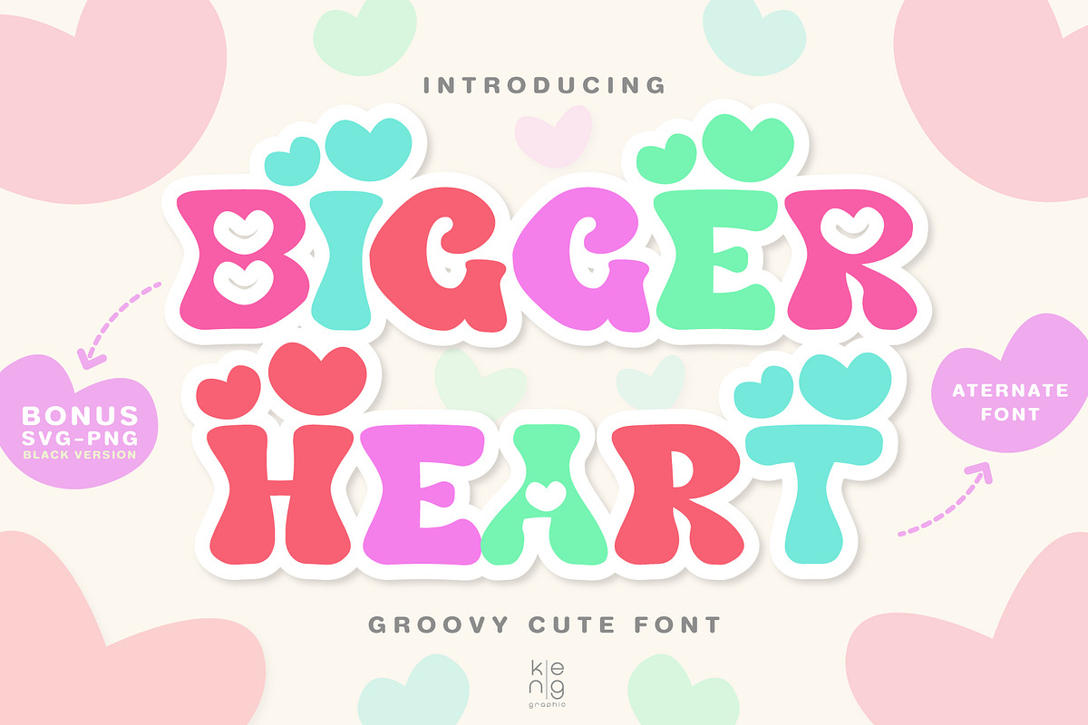 Bigger Heart Font, a Handwritten Font by KengGraphic (Photo 1 of 8)