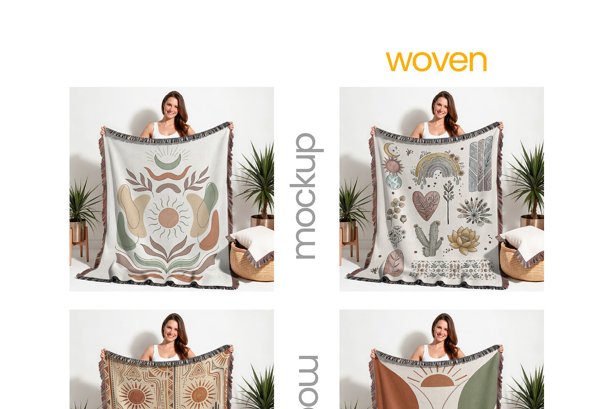 Jacquard Woven Blanket Mockup, an Apparel Mockup by Mockups Studio (Photo 2 of 9)