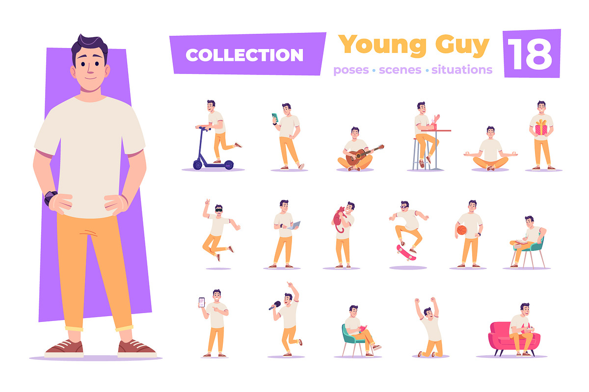 Young Guy Collection, an Illustration by VectorVision