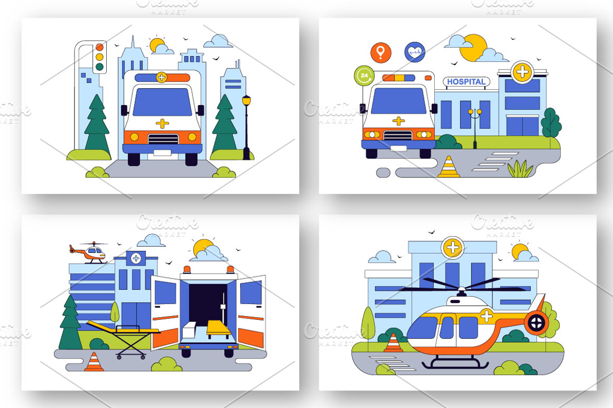 10 Ambulance Vehicle Illustration, a Healthcare Illustration by denayunebgt (Photo 3 of 4)