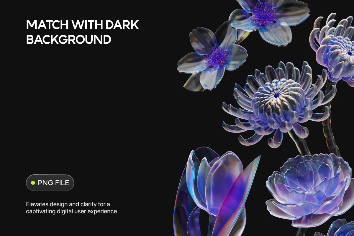 3D Glass Flowers, an Object Graphic by Illustrava (Photo 6 of 7)