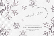 SNOWFLAKES WATERCOLOR PNG + VECTOR, an Illustration by KruthDesign (Thumbnail 4 of 10)
