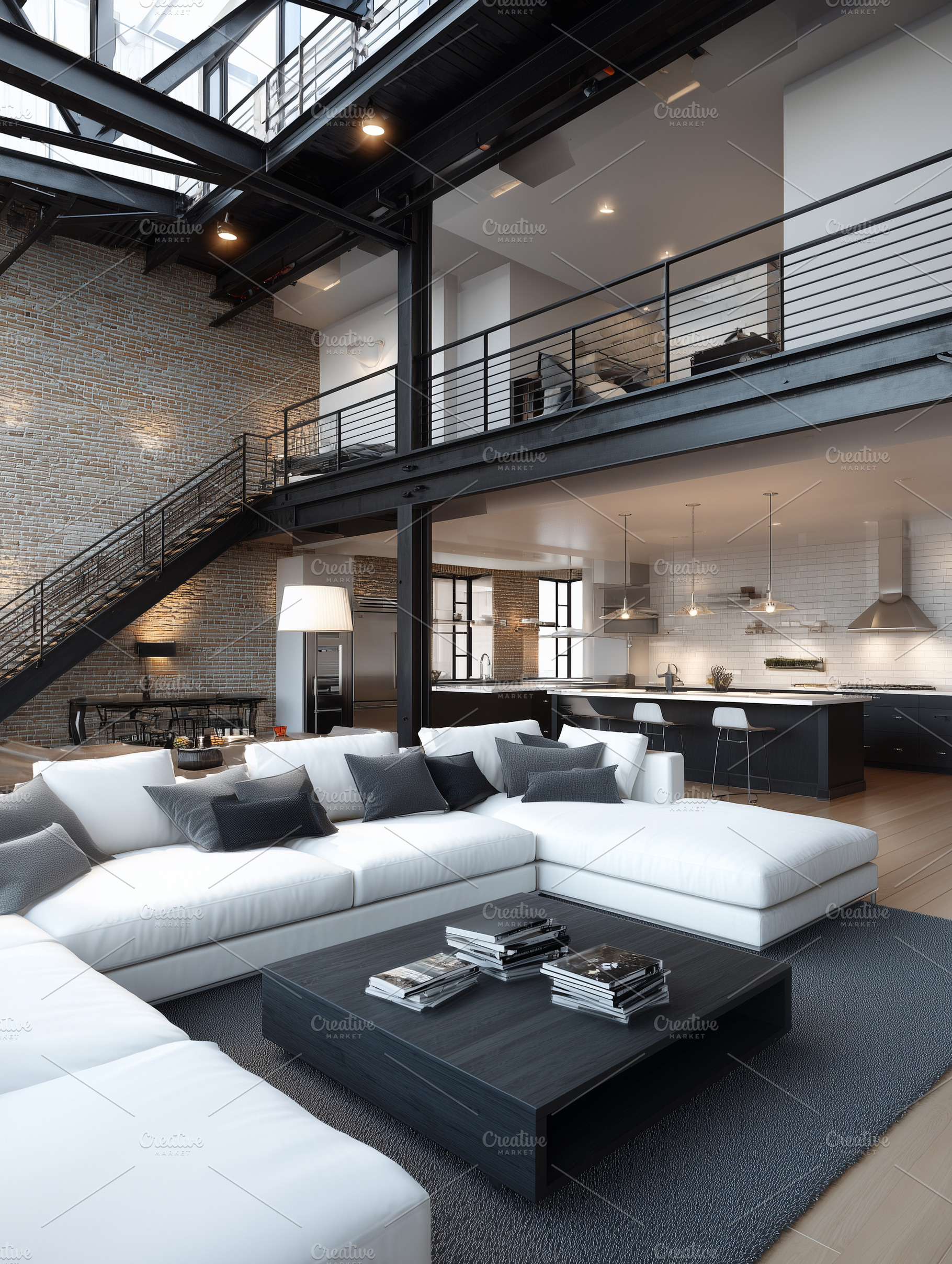 Modern industrial loft interior with, an Architecture Photo by MistyDay