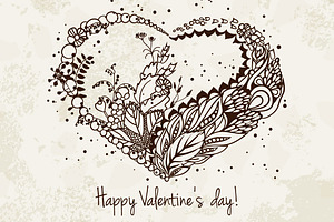 Hand Drawn Floral Heart