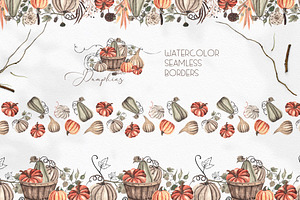 Watercolor Autumn Pumpkins