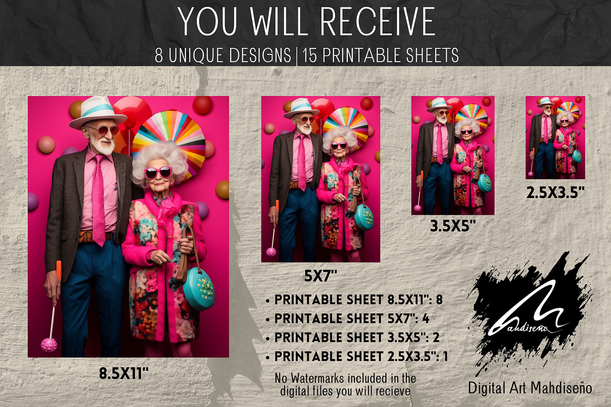 Sassy Old Couple Paper Pack, a Person Illustration by Digital Art Mahdiseño (Photo 2 of 9)