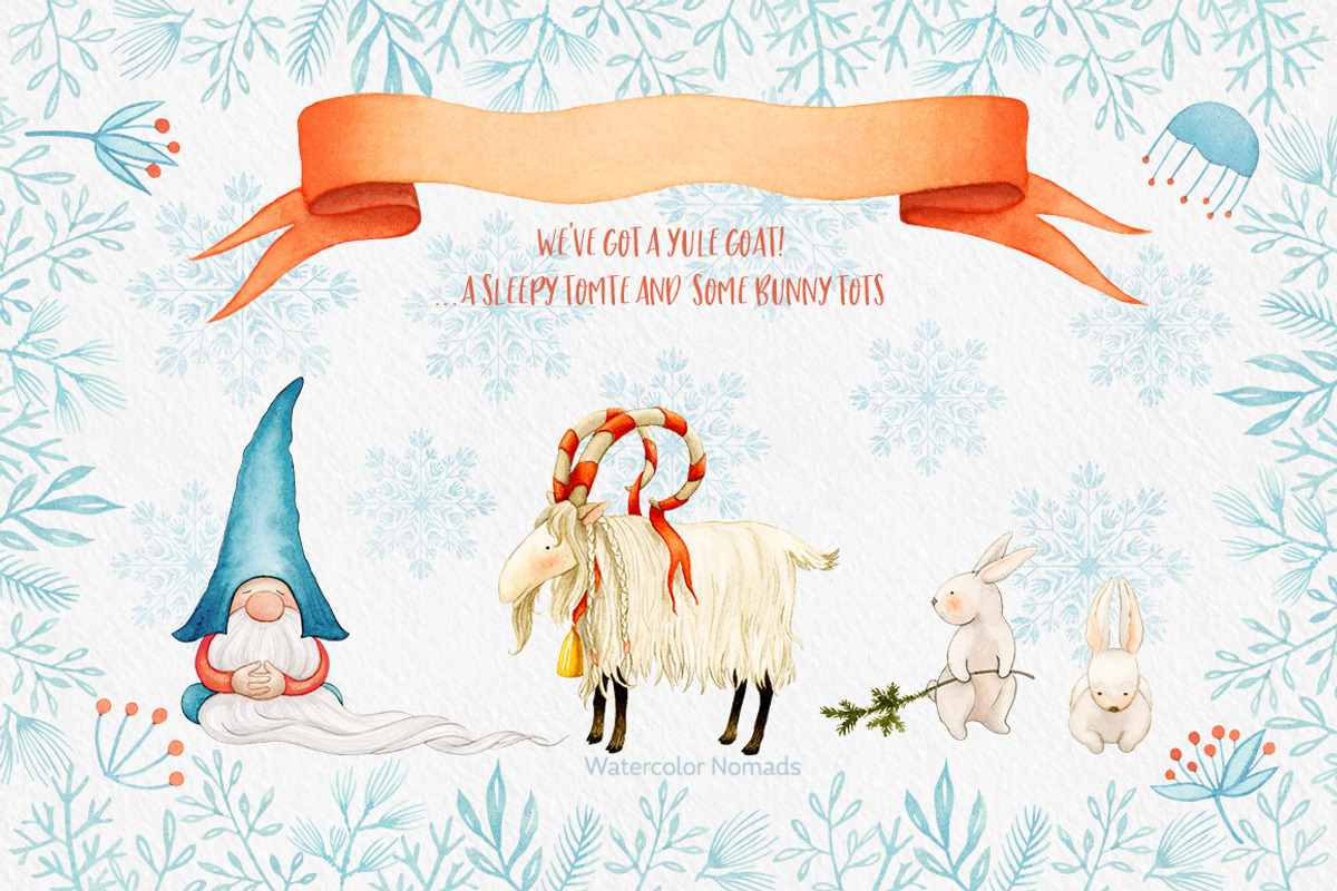 Christmas Gnomes Watercolor Winter, a Decorative Illustration by Watercolor Nomads (Photo 4 of 13)