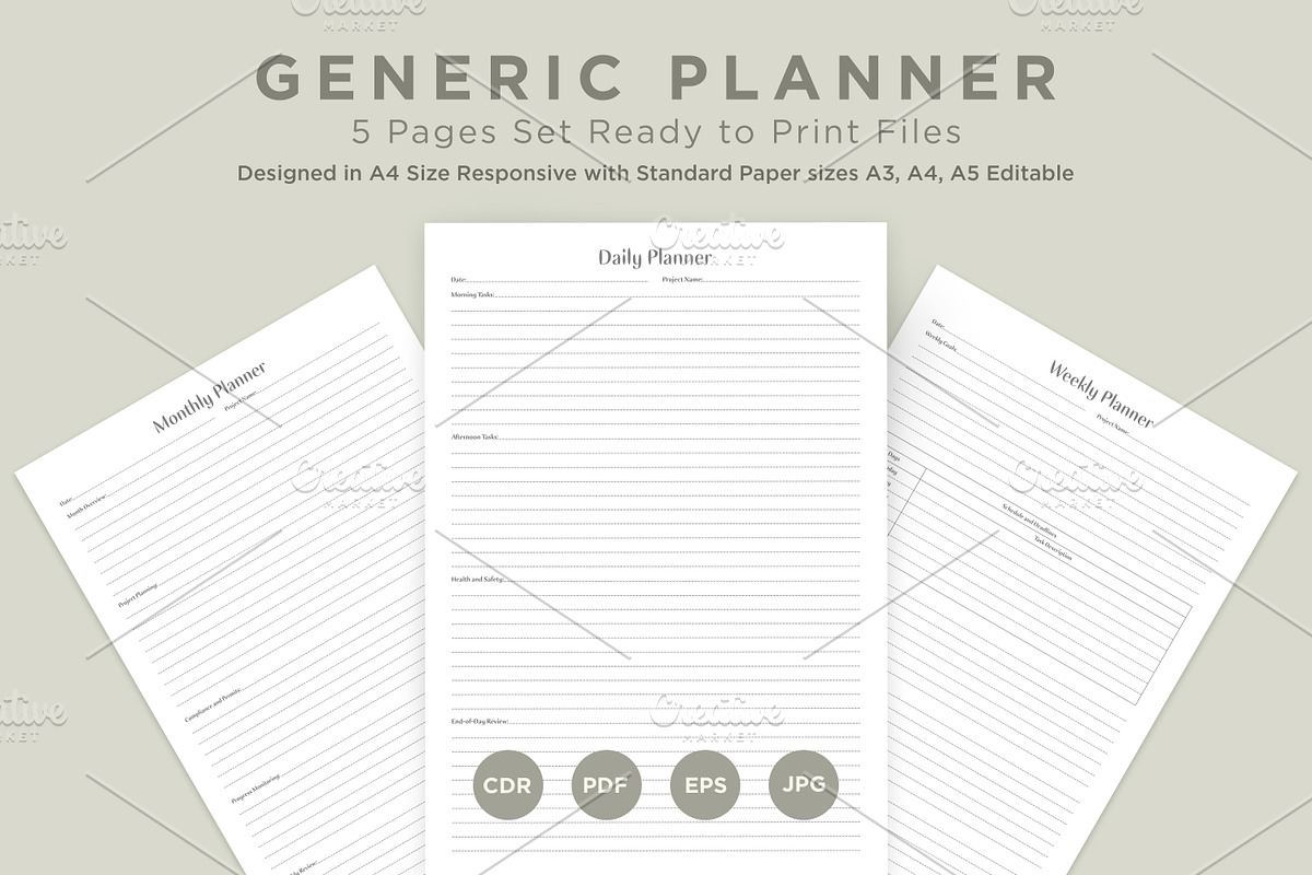 Generic Planning Pages Set V-12, a Stationery Template by shahsoft (Photo 1 of 3)