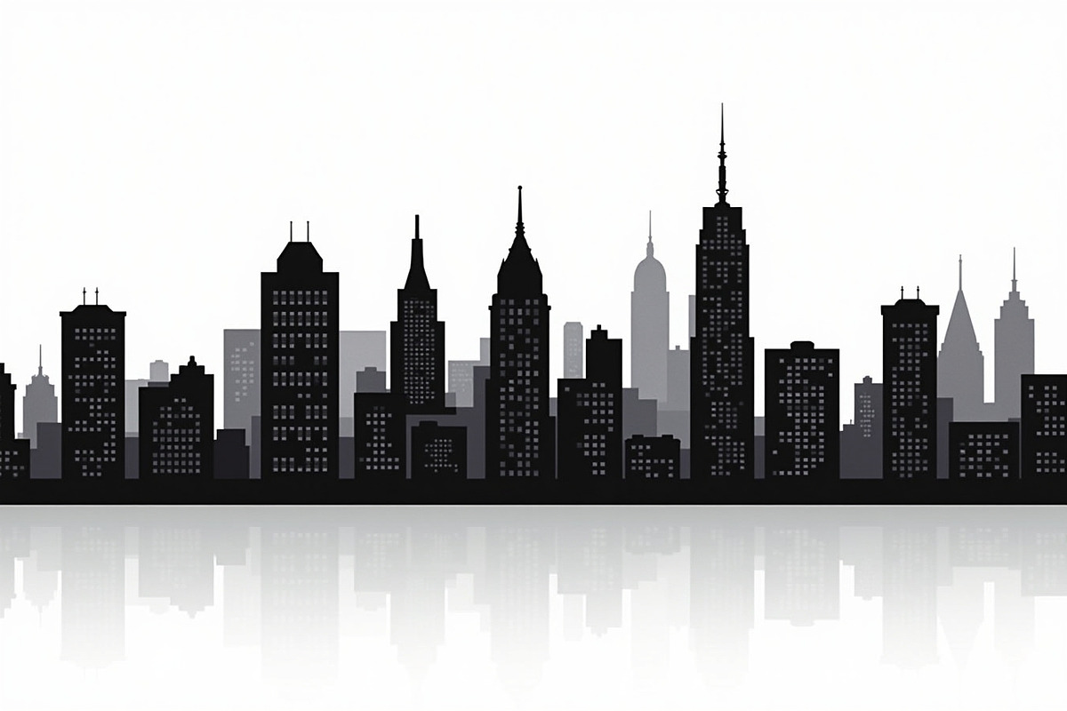 Modern City Skyline Silhouette Set, an Illustration by hafijul (Photo 3 of 7)