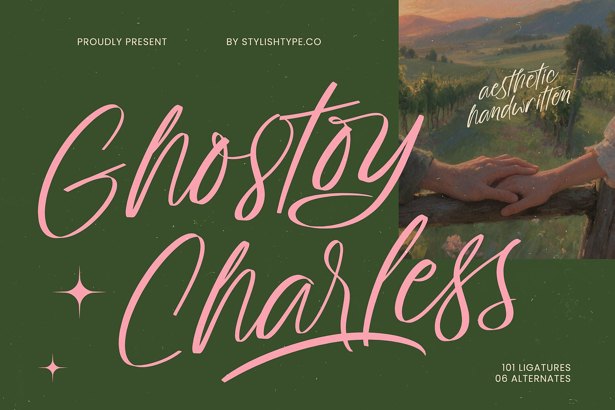 Ghostoy Charless Aesthetic Script, a Script Font by stylishtype.co (Photo 1 of 15)