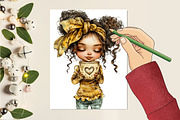 Whimsical Coffee Girls Clipart, a Seasonal Illustration by CitraGraphics (Thumbnail 6 of 7)