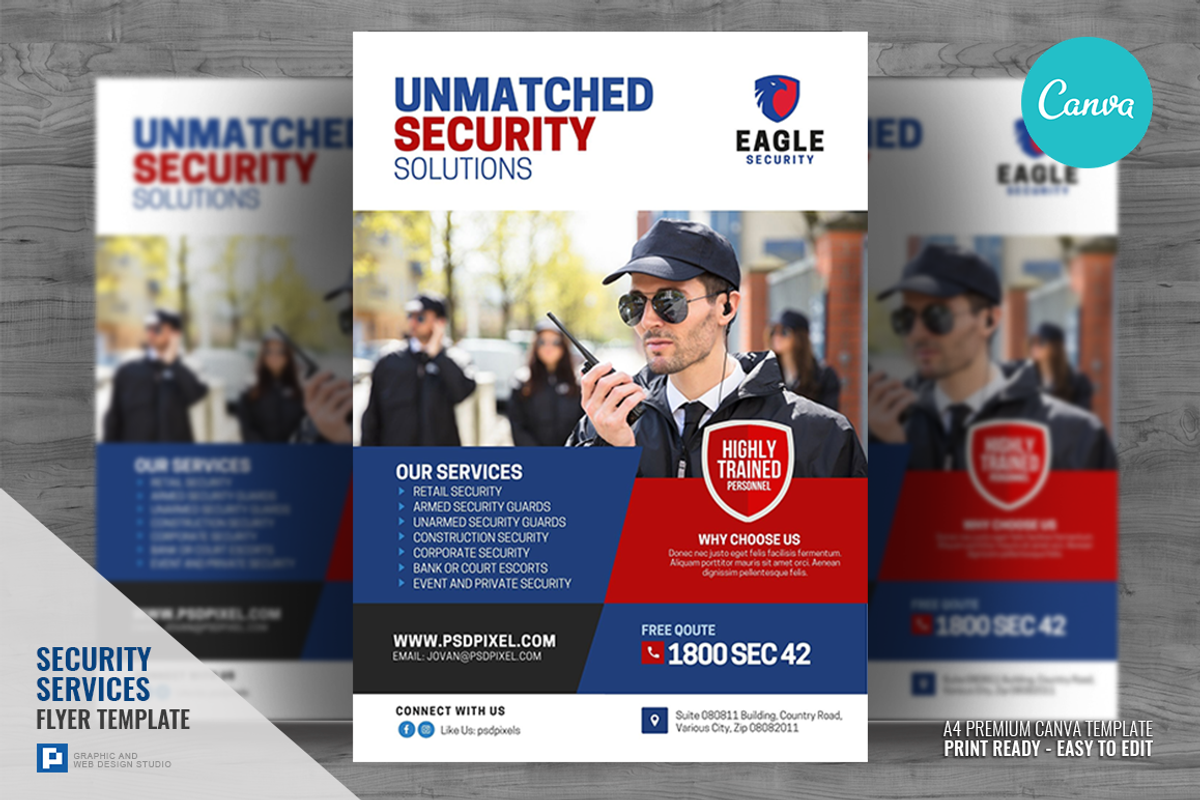 Security Company Canva Flyer, a Flyer Template by PSDPixel (Photo 1 of 4)