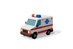 3D ambulance car with blue medical, an Object Illustration by Abscent