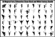 Magical Fairy Silhouette Bundle, an Illustration by jahid234 (Thumbnail 1 of 51)