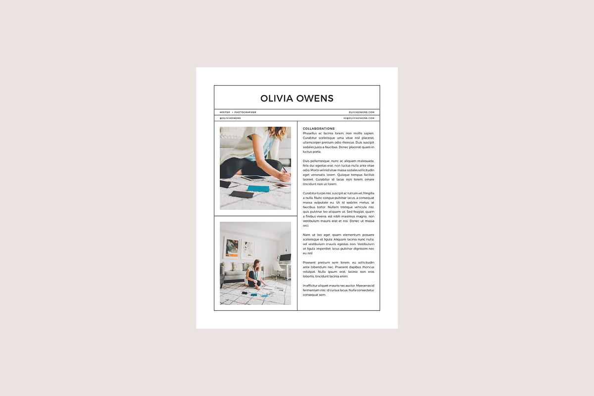 Olivia Media Kit + Resume, a Resume Template by studiolmh (Photo 4 of 4)