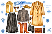 Watercolor winter set clothes drinks, a Seasonal Illustration by Fresh art by Larysa (Thumbnail 4 of 6)