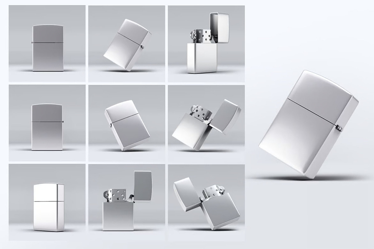 Steel Oil Lighter Mock-Up, a Product Mockup by DesignRushMarket (Photo 2 of 8)