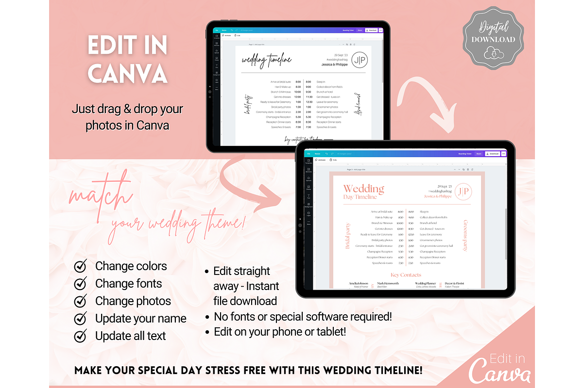 Mobile Wedding Timeline Template, a Stationery Template by Templatables (Photo 7 of 9)