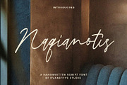 Naqianotis – Luxury Script, a Script Font by Randi Irvan | Rvandtype (Thumbnail 1 of 12)