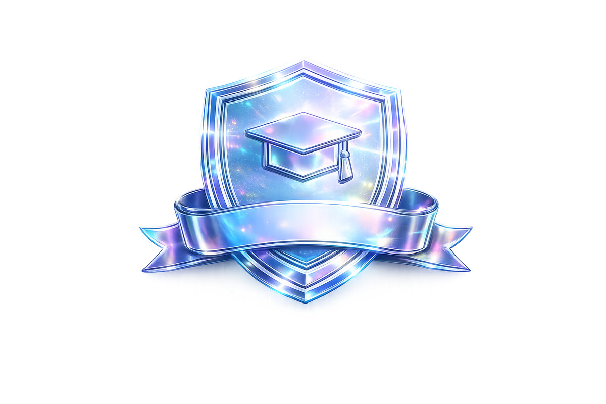 Graduation shield with cap and ribbo, an Illustration by Dvoevnore photos
