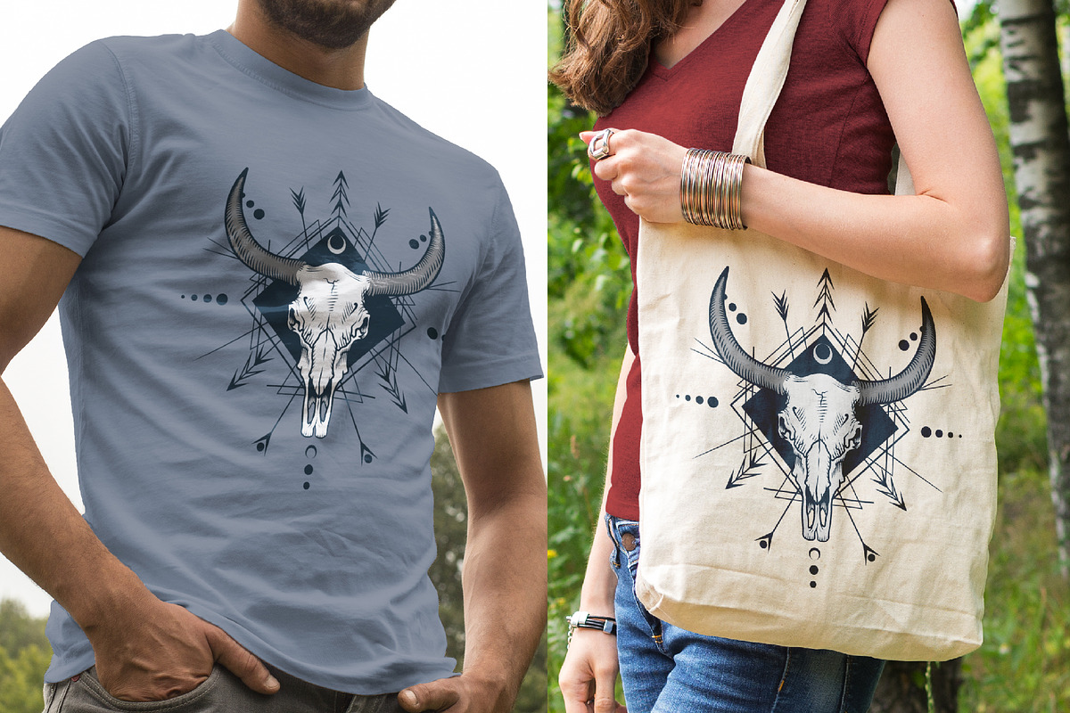 Tribal skull set. Boho style., an Animal Illustration by VioSilent (Photo 4 of 6)