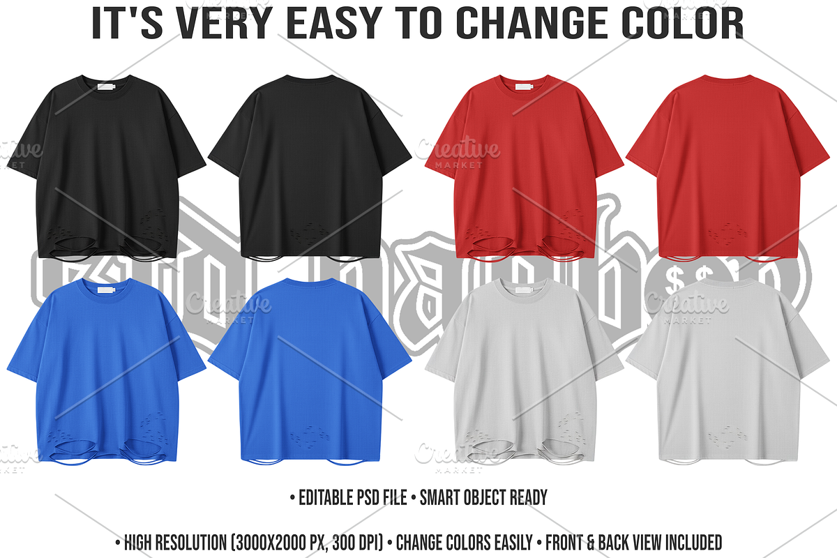 Oversized Tee Mockup 4K Editable PSD, a Shirt Mockup by std.badboy (Photo 2 of 5)