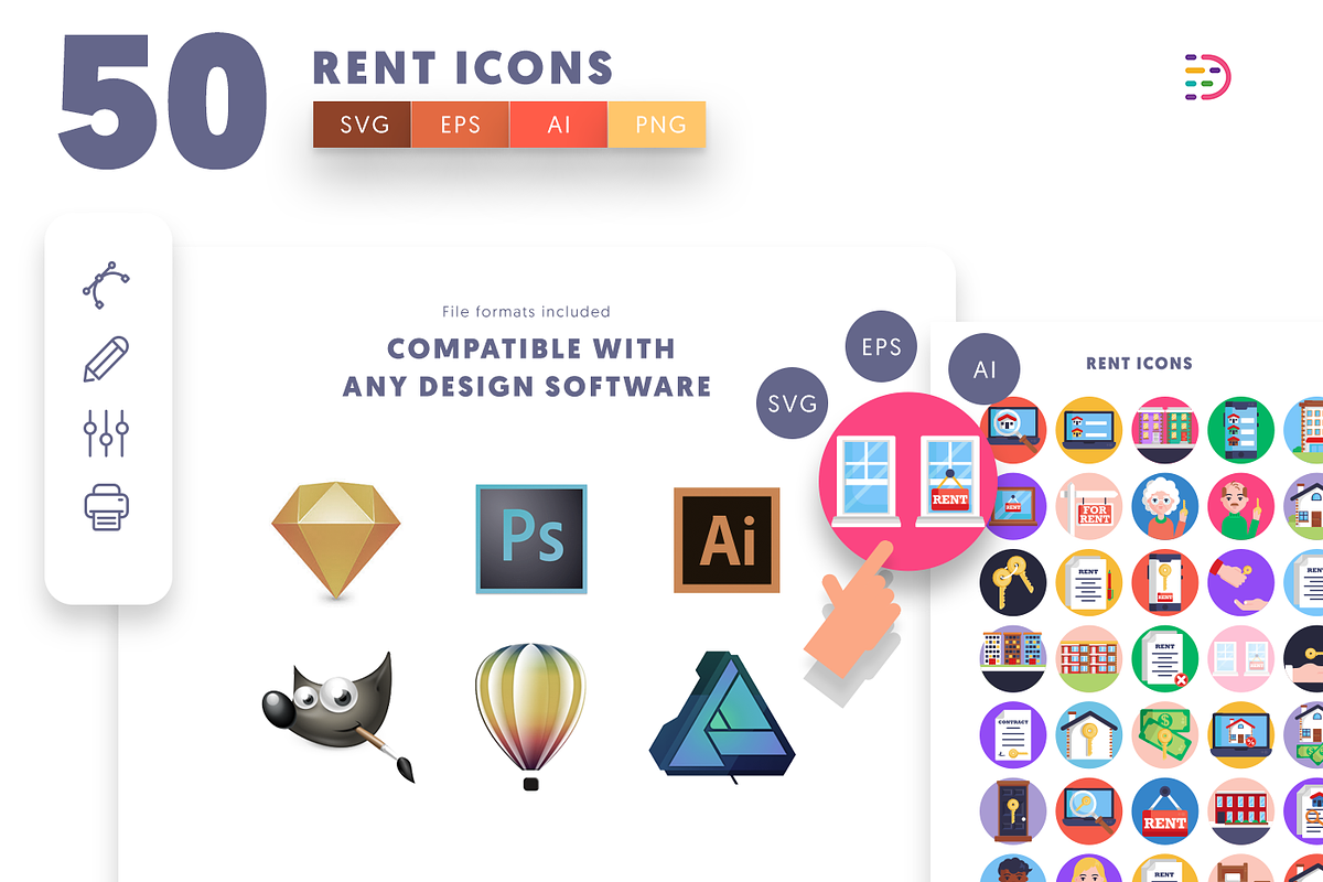 50 Rent Icons, an Outline Icon by Dighital (Photo 9 of 10)