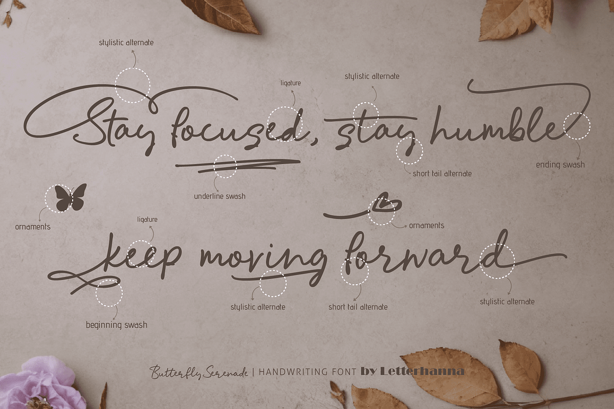 Butterfly Serenade Font, a Handwritten Font by Letterhanna Studio (Photo 3 of 13)